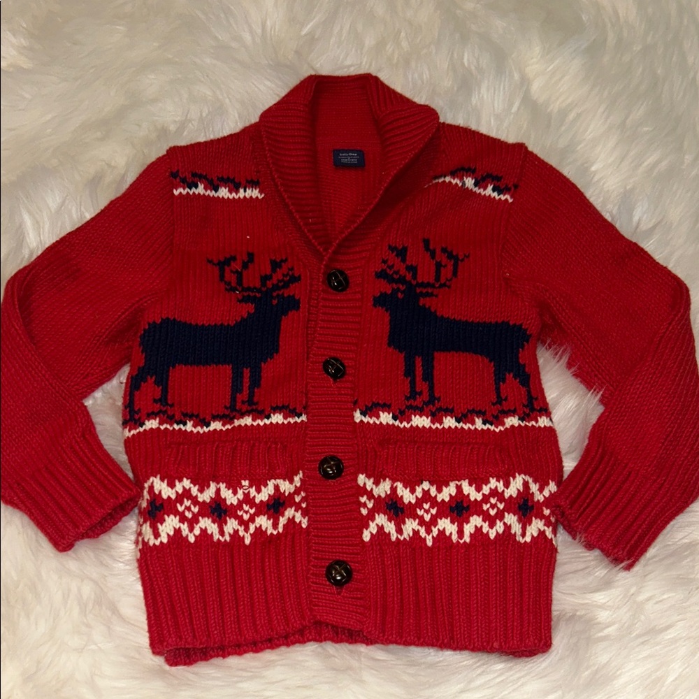GAP Red Reindeer Kids Sweater